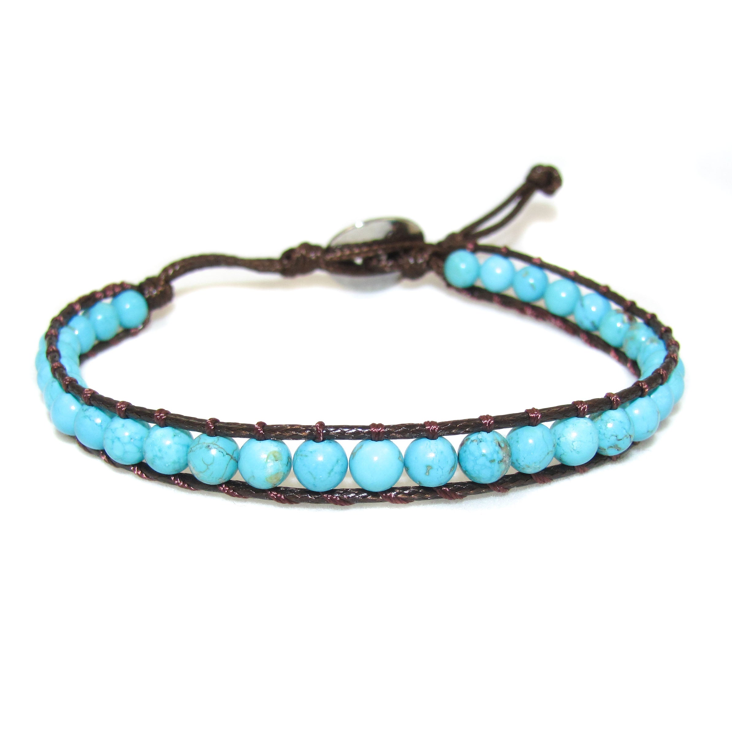 Türkis Magnesit Edelstein Armband Hippie Stil, Urlaubsgefühle