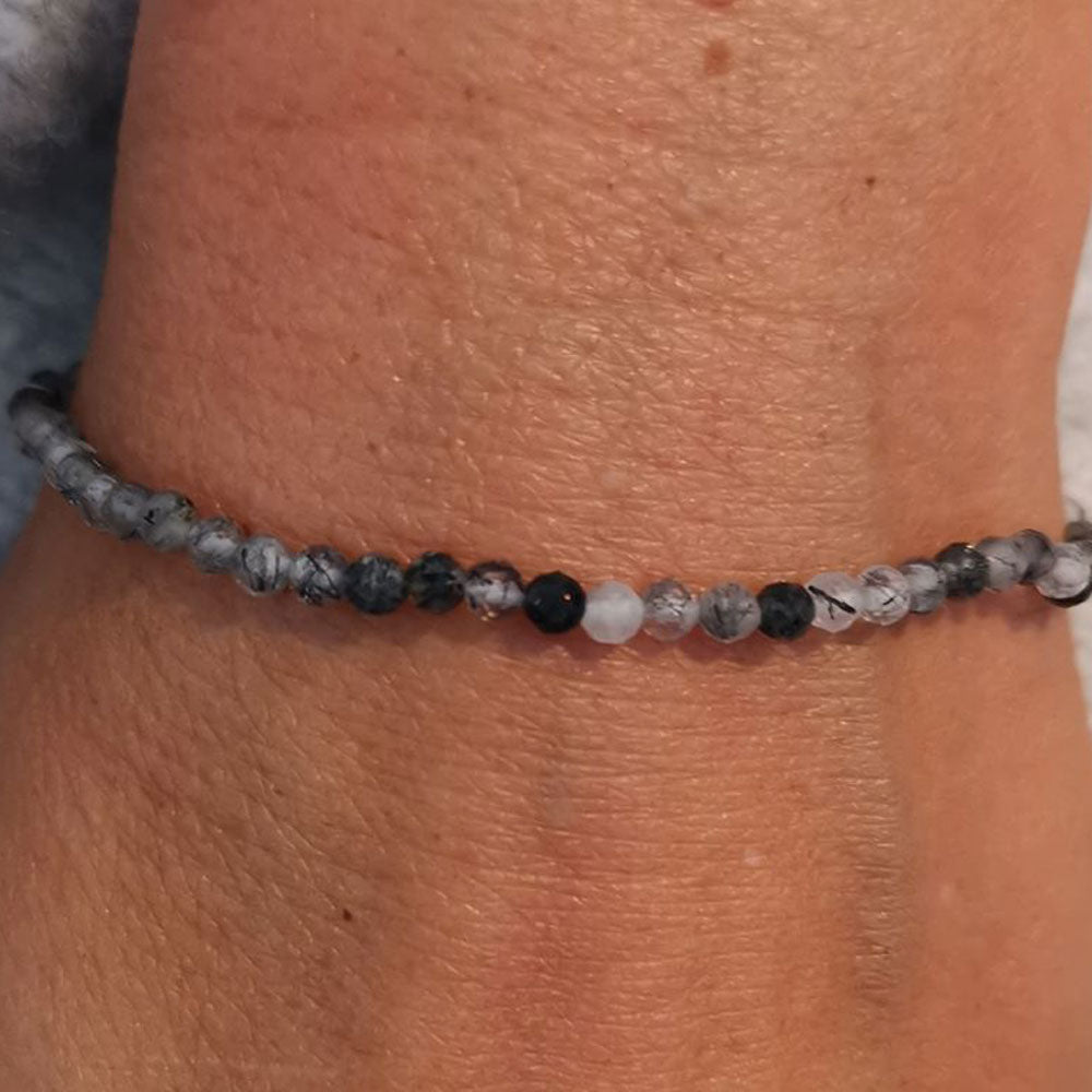 Turmalin Quarz Edelstein Armbändchen Armband, filigrane Heilsteine 2,5 mm, Befreiung