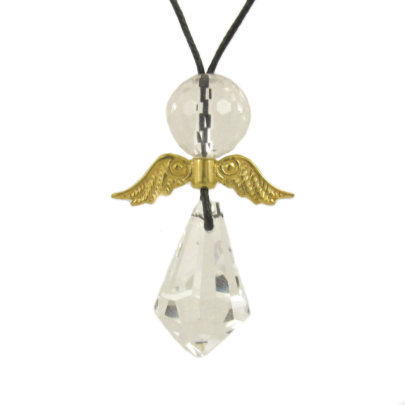 lichtbringende Schutzengel Kette mit Bergkristall und Gold