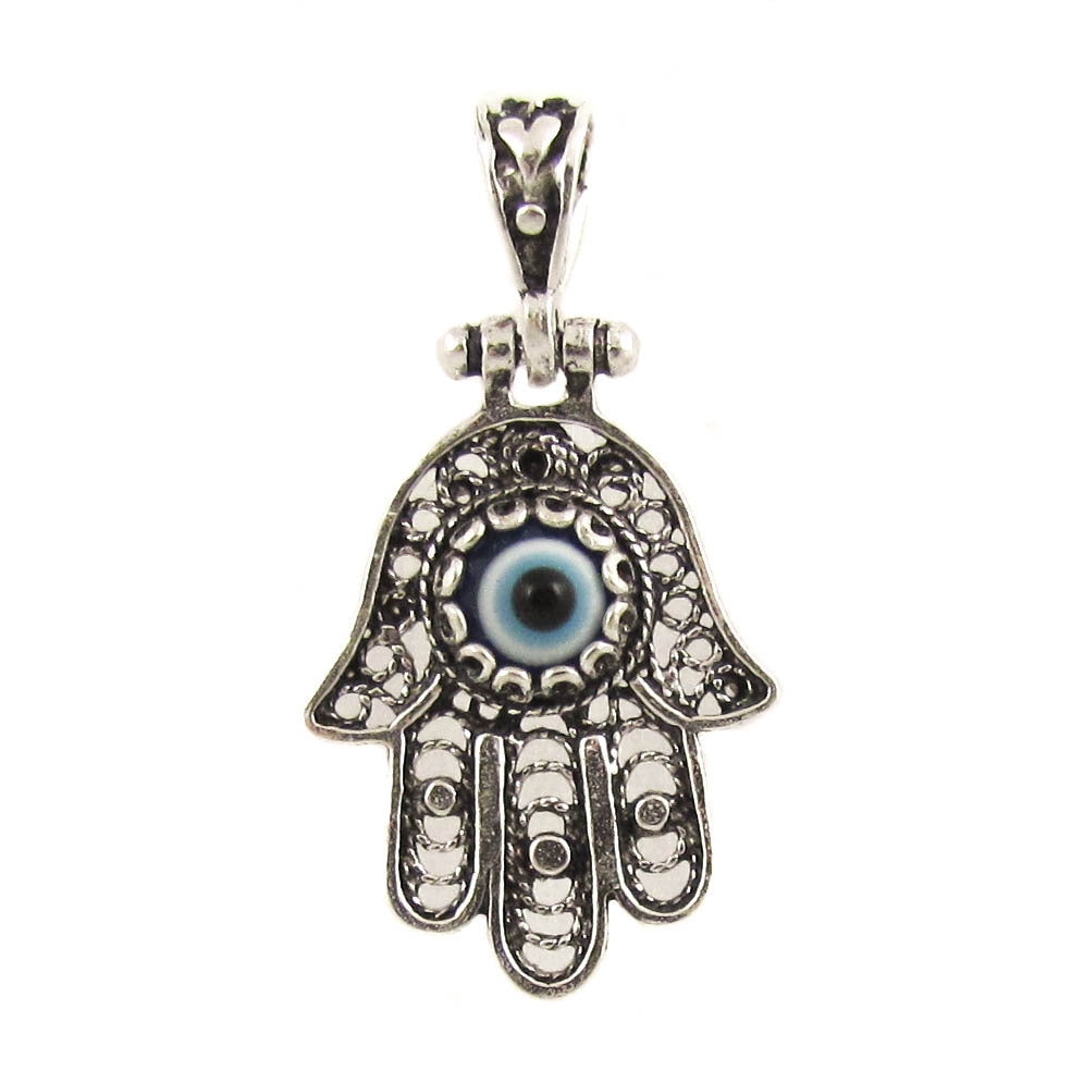 Fatimas Hand - Türkisches Auge Anhänger Sterlingsilber - Schutz