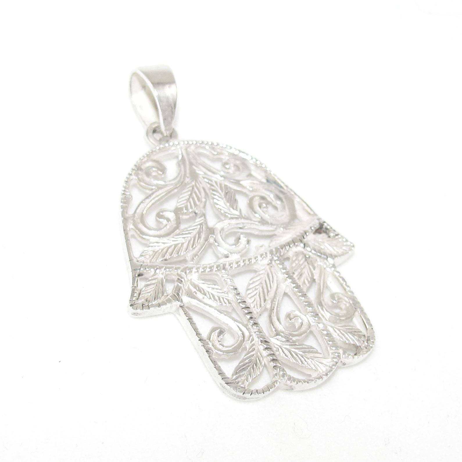 Mano de Fátima, mano curativa, colgante amuleto protector plata de ley XL