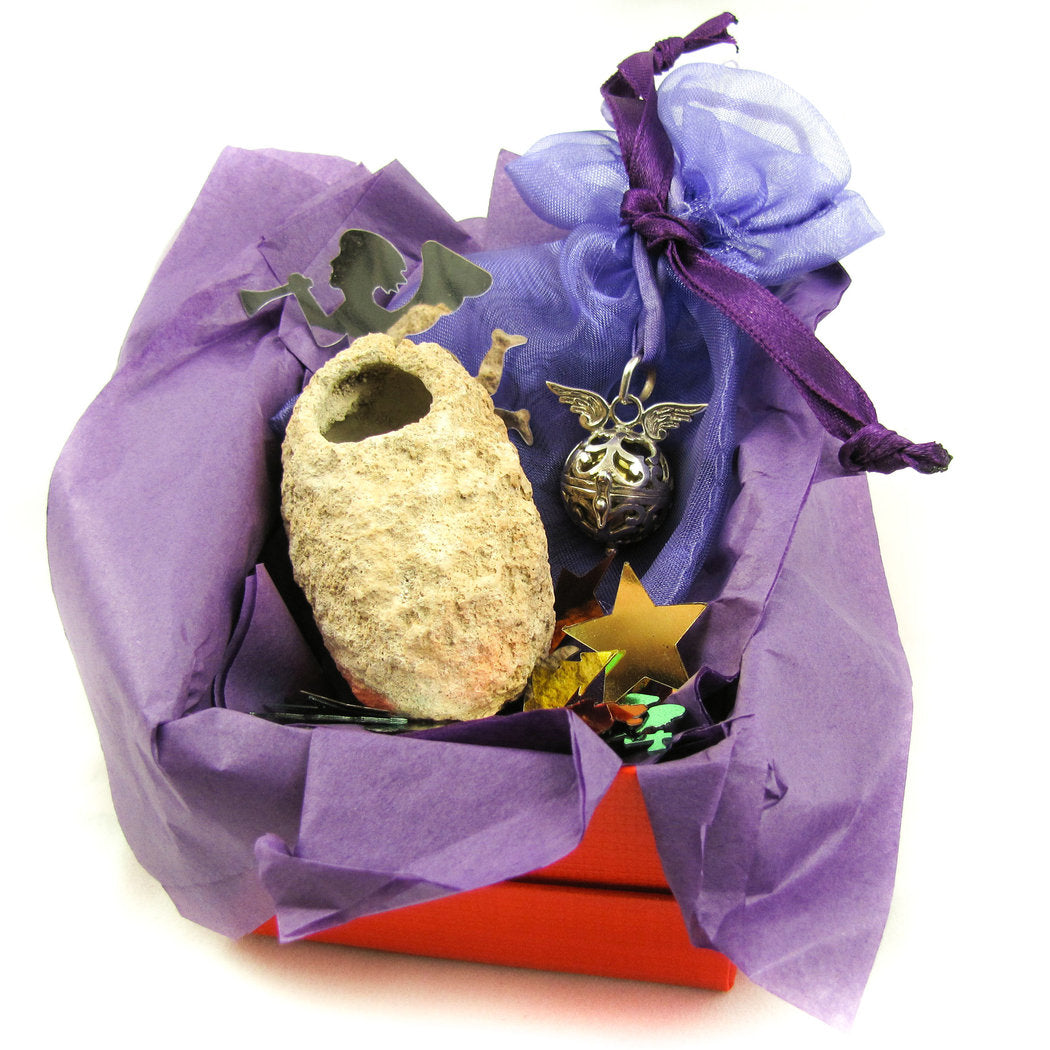 Engelsrufer Flügel Kette mit Engelschuh, Fossil - Geschenk Set