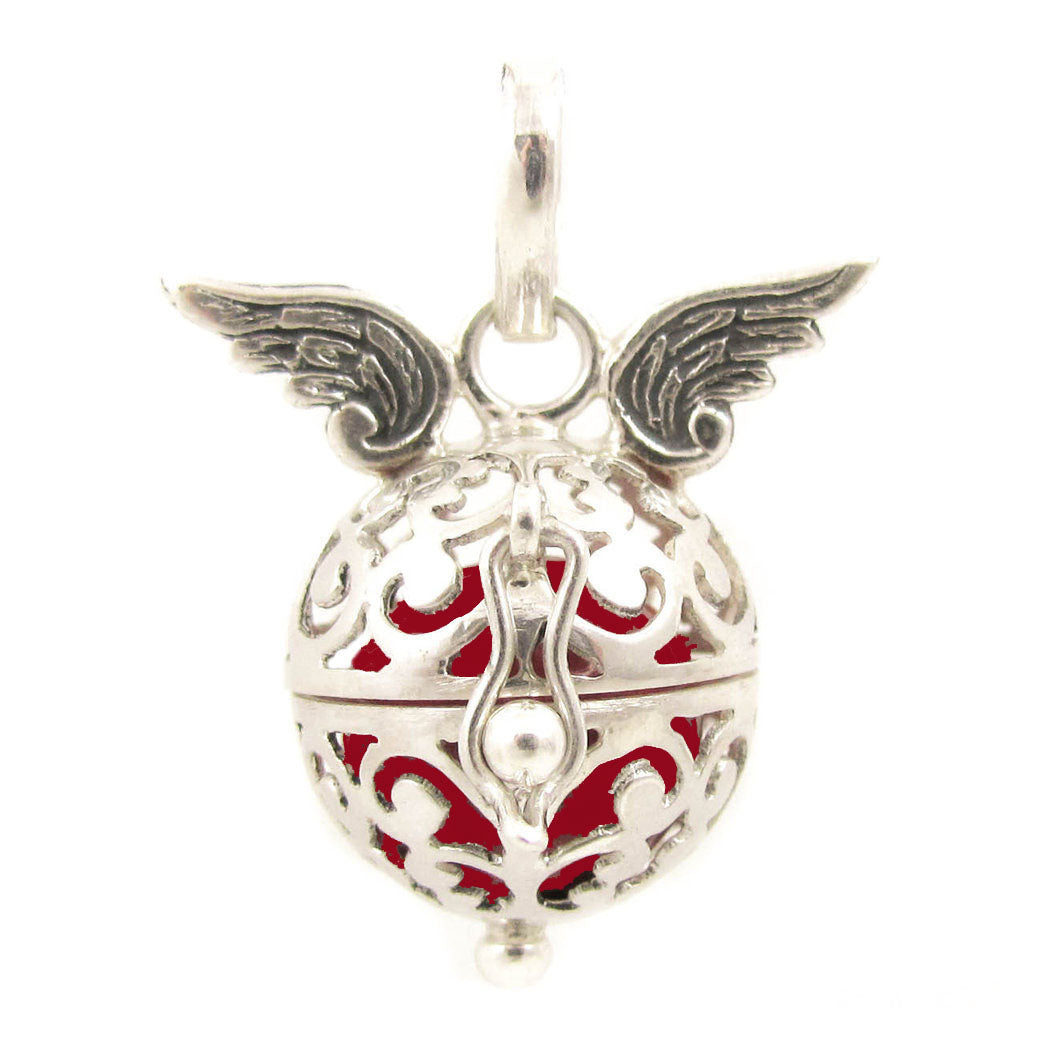 Engelsrufer Sterlingsilber Anhänger mit Flügel in Rot - Liebe und Kraft - samaki originals