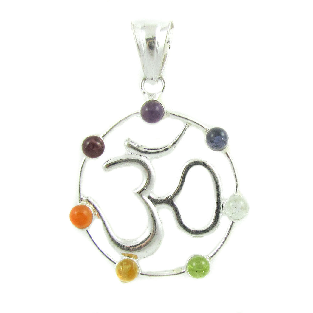 OM Symbol Chakra Anhänger mit Edelsteinen - für Harmonie