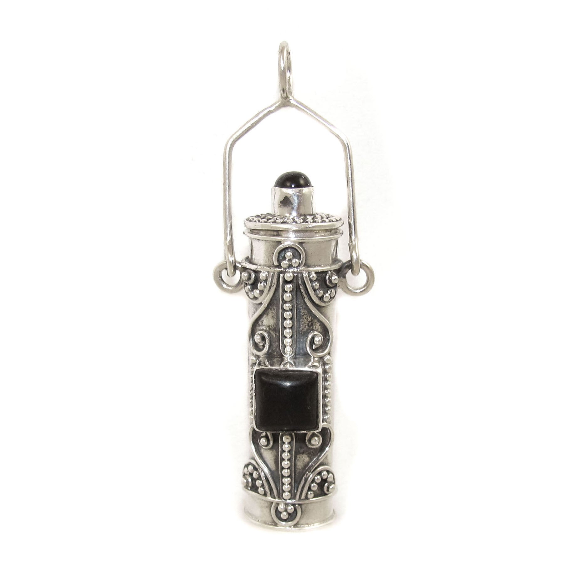 Medaillon für Wünsche XL, Sterlingsilber Anhänger mit Onyx Edelstein