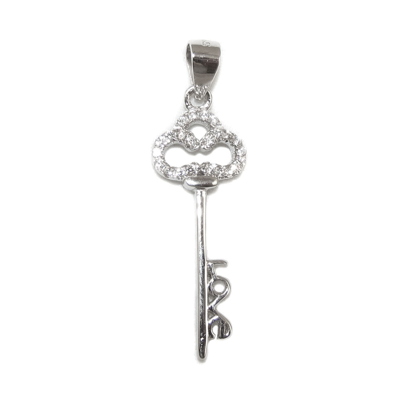 Schlüssel zum Glück Sterlingsilber Talisman Anhänger mit Strass