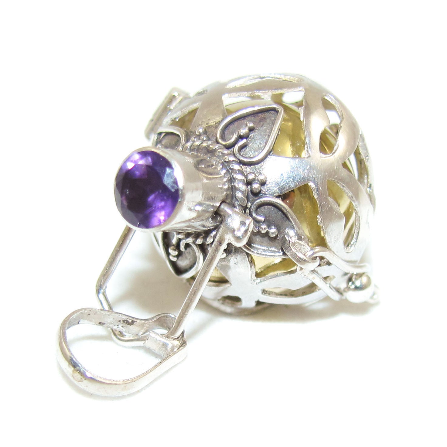 Engelsufer Klangkugel Anhänger mit Amethyst Größe M - Harmonie