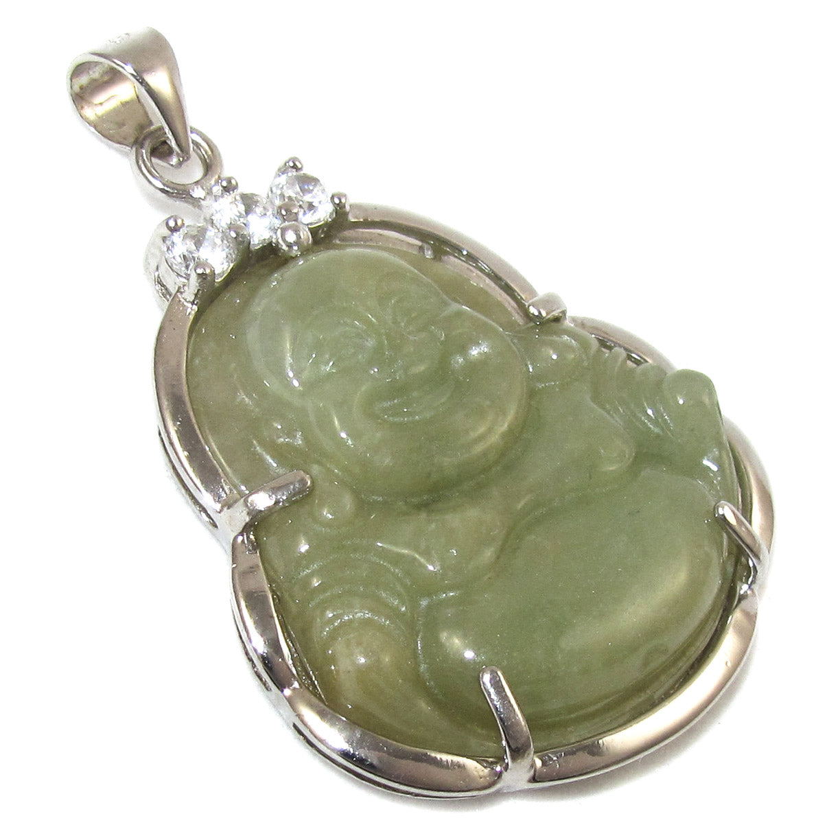 Buddha Edelstein Glücksbringer Anhänger XL grüne Jade - Ruhe und Gelassenheit - samaki originals
