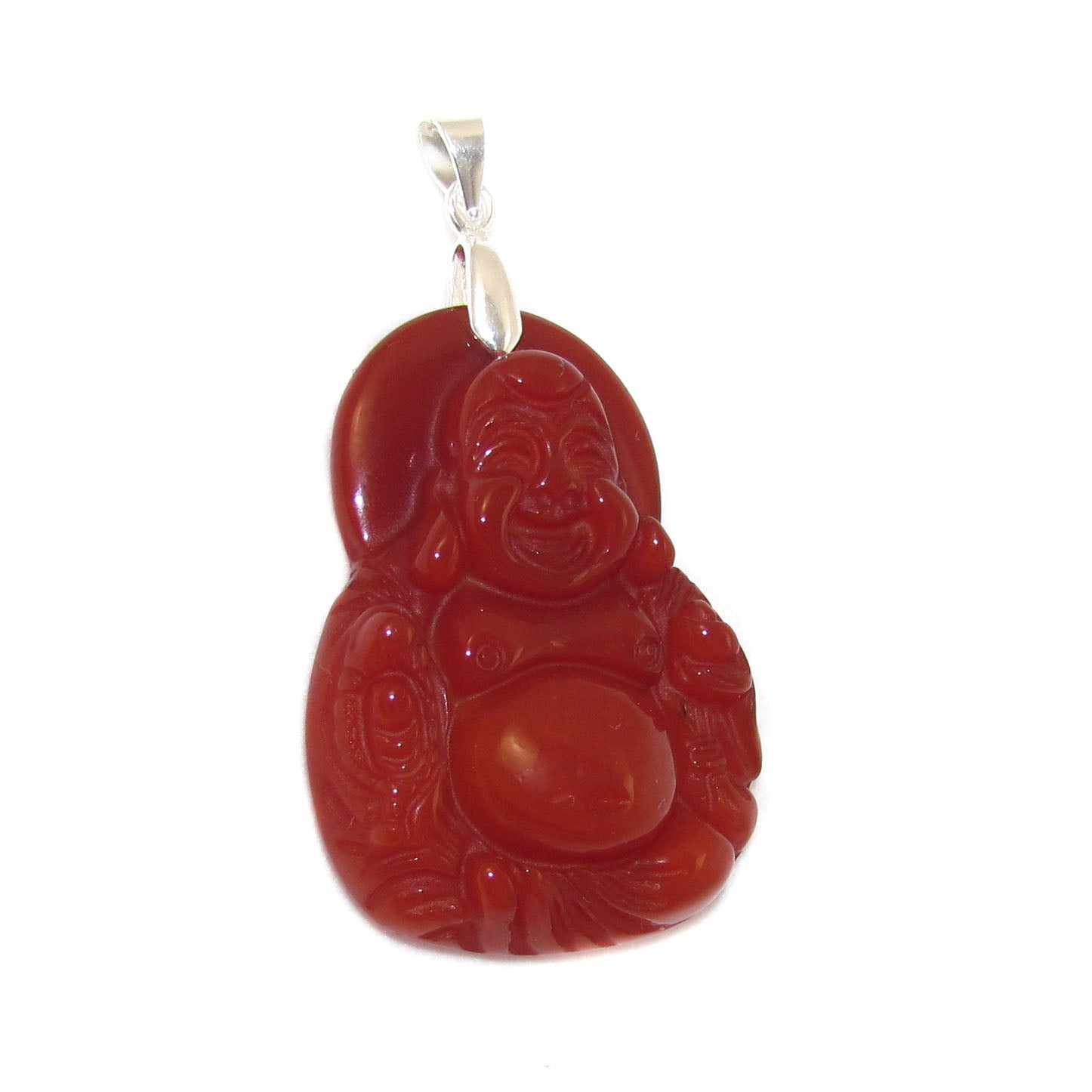Buddha BuDai Carneol Edelstein Heilstein Anhänger, Handarbeit - Glücksbuddha
