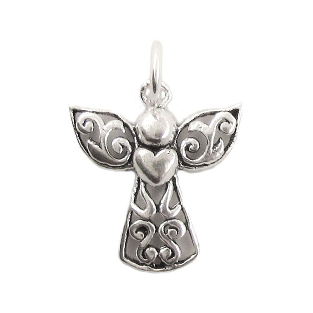 Engel Schutzengel Anhänger mit Herz aus Sterlingsilber, Liebe