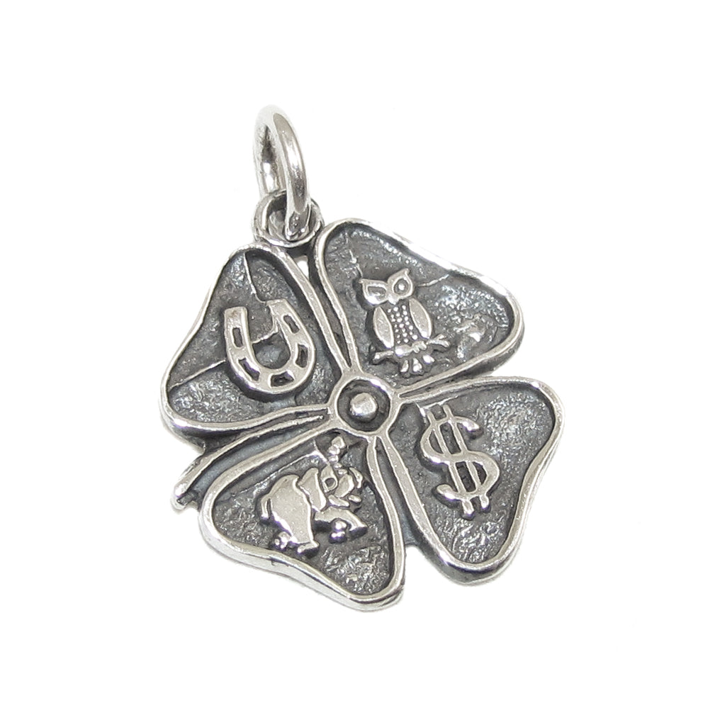 Kleeblatt Glücksbringer Talisman Sterlingsilber Anhänger