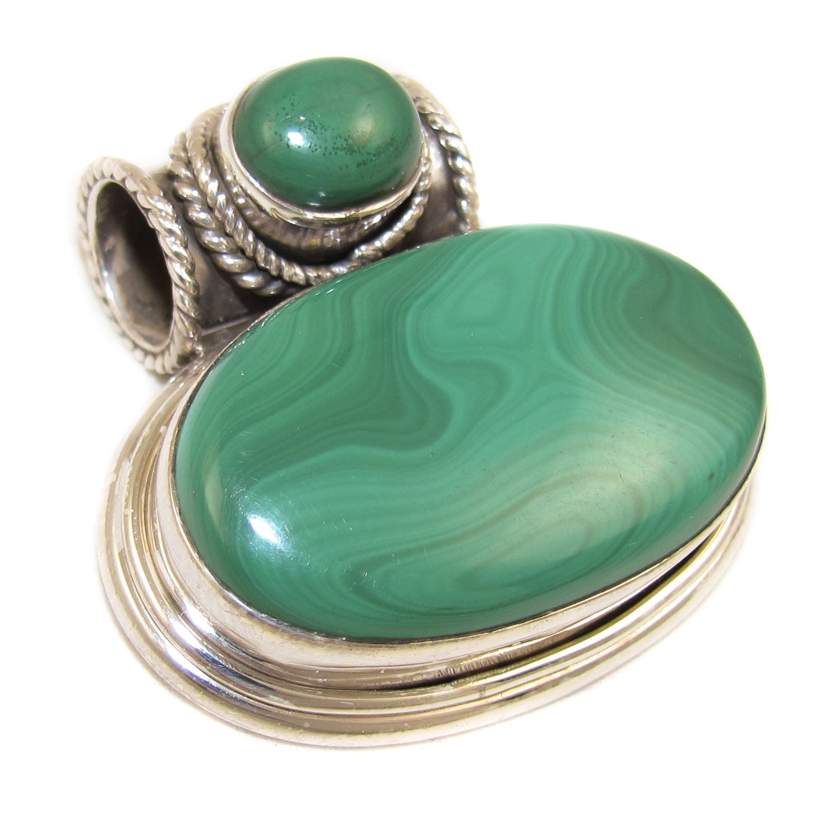 Malachit Edelstein Schmuck Anhänger Sterlingsilver XL grün für Damen