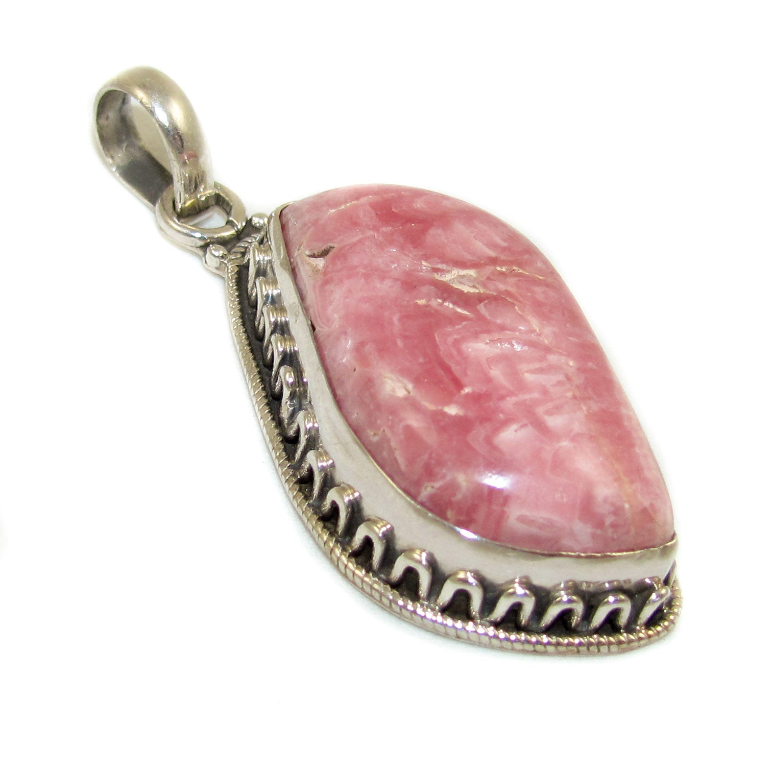 Rhodochrosit Edelstein Anhänger XL Sterlingsilber