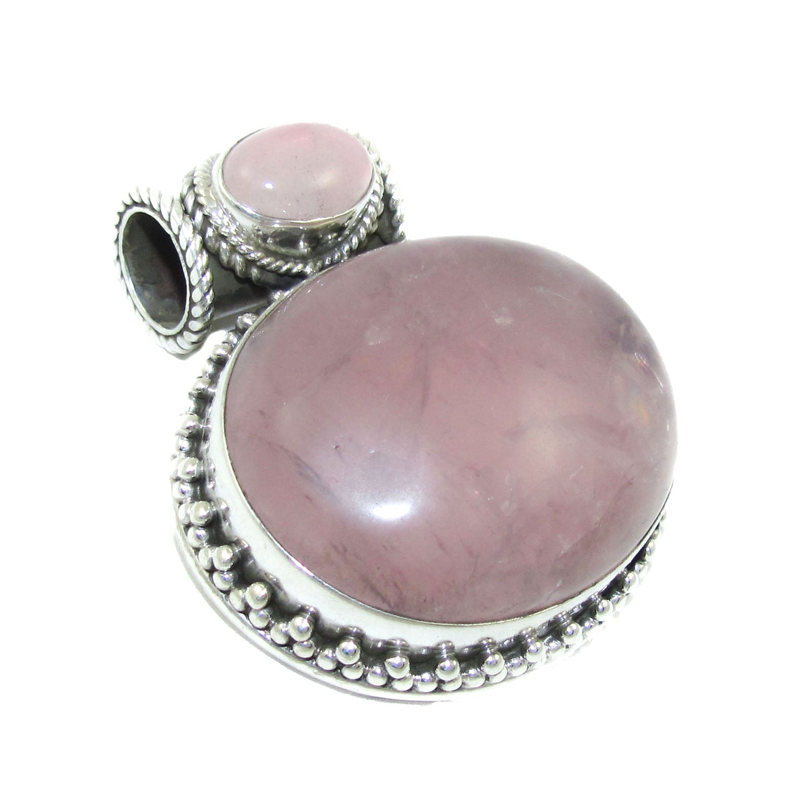 Rosenquarz Edelstein XXL Anhänger Sterlingsilber