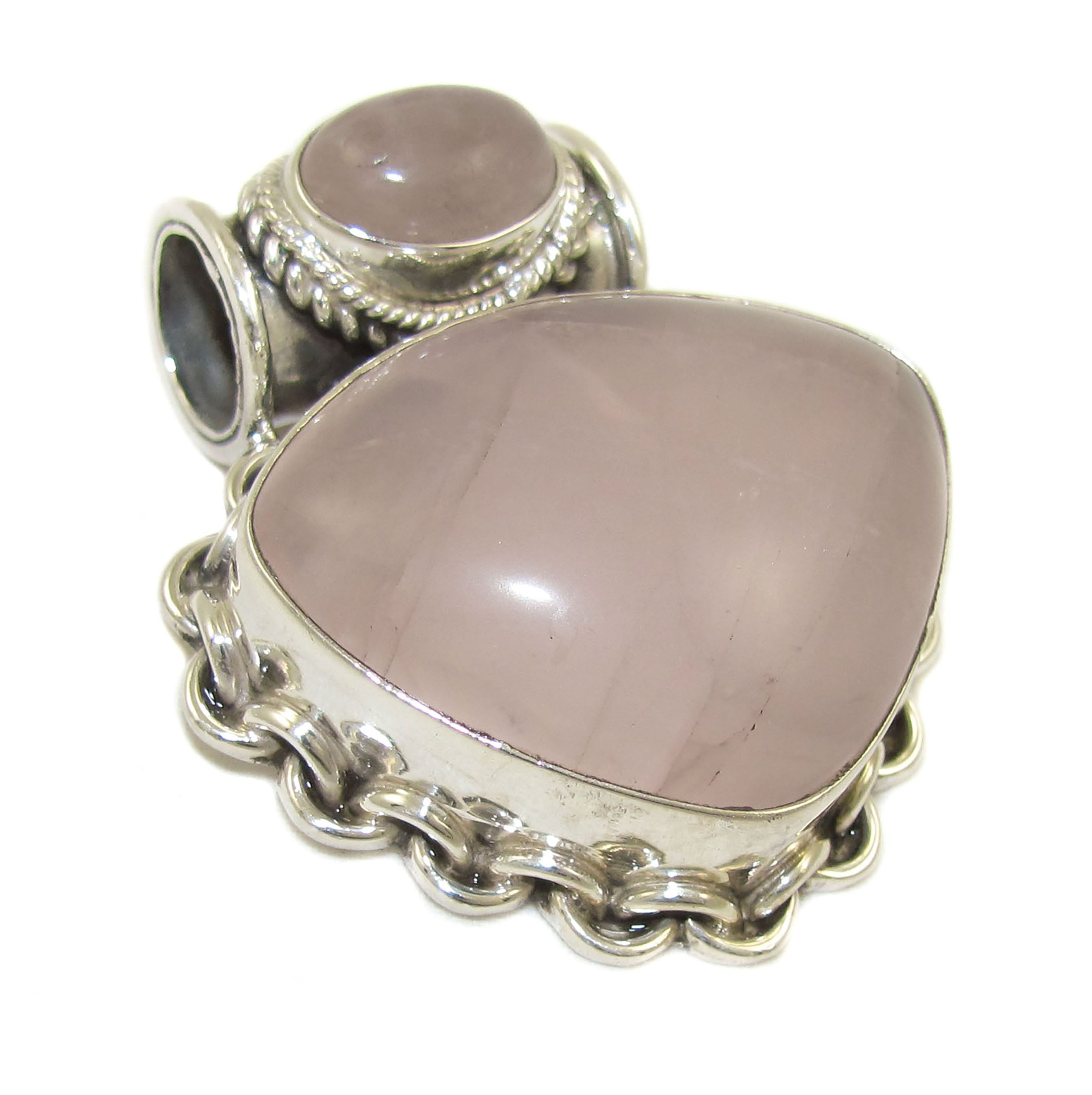Rosenquarz Edelstein Anhänger XXL Sterlingsilber - Harmonie
