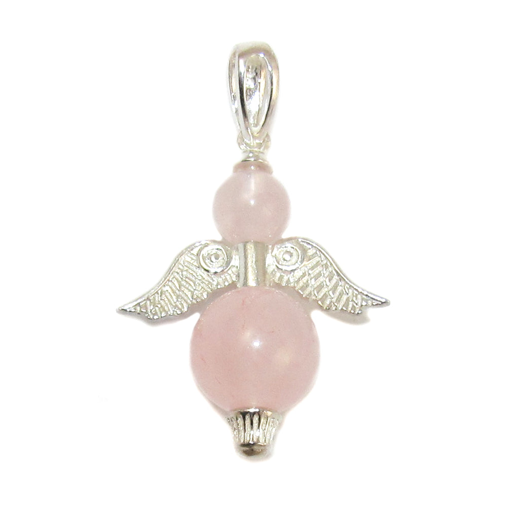 Schutzengel Rosenquarz Edelstein Anhänger Sterlingsilber
