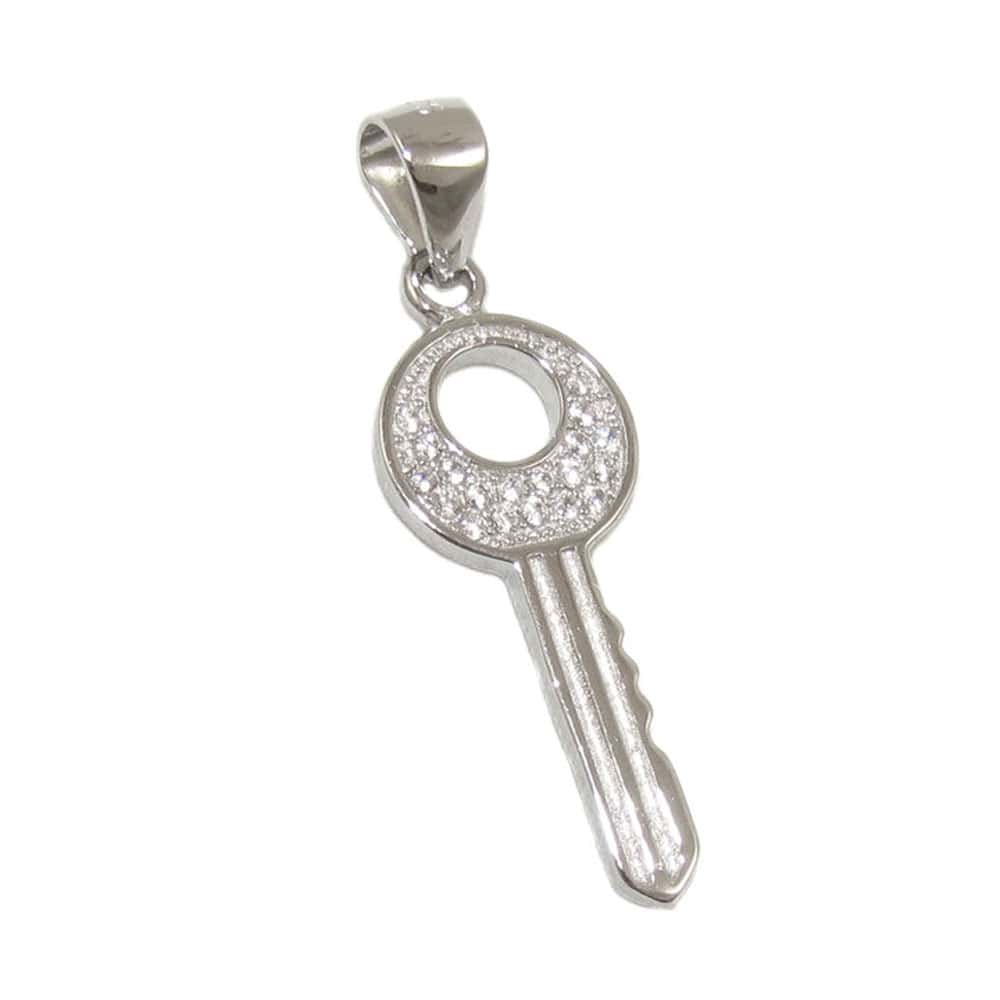 Schlüssel zum Glück, glitzernder Sterlingsilber Schmuck Anhänger für Damen