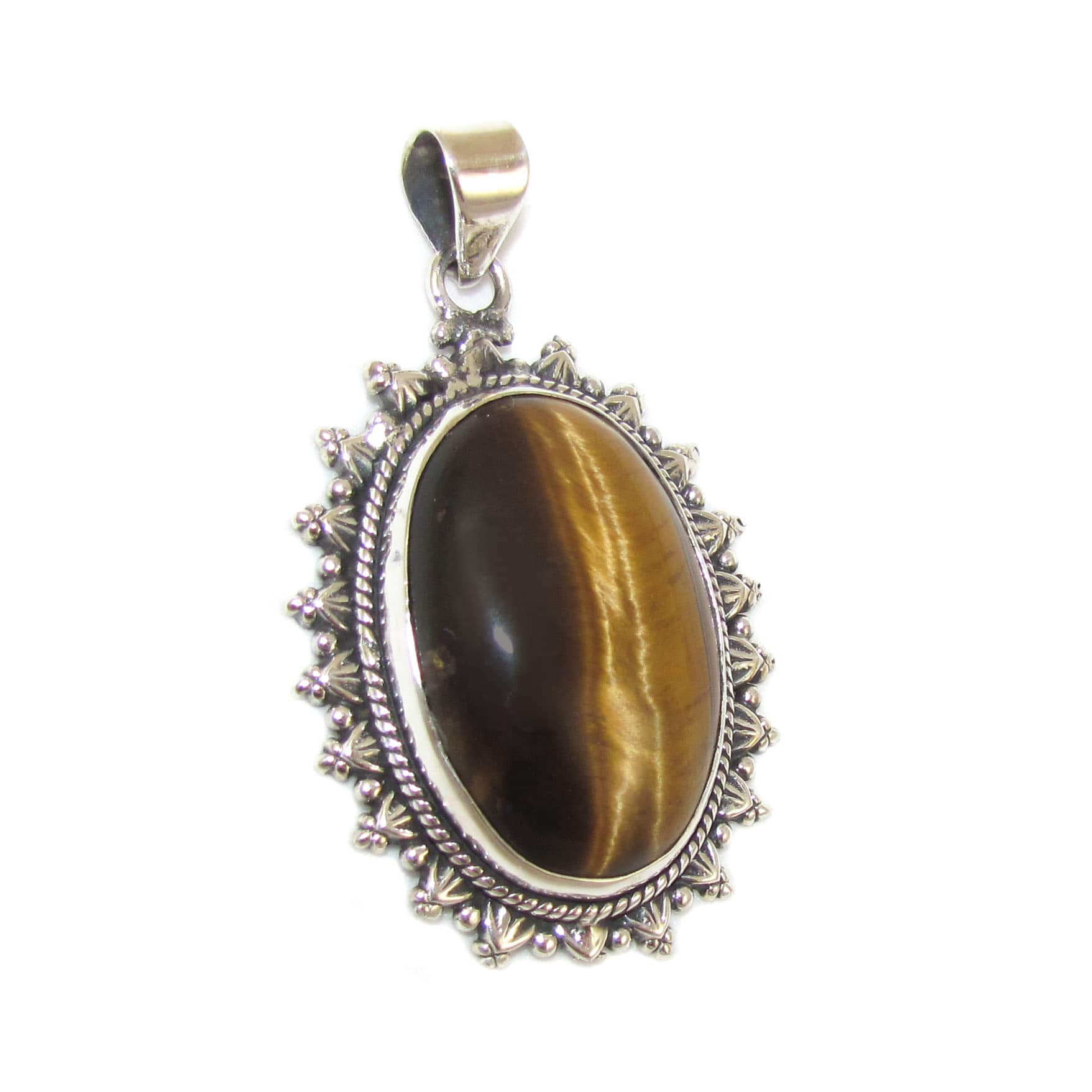Tigerauge Edelstein Heilstein Sterlingsilber Anhänger - Kraft und Mut