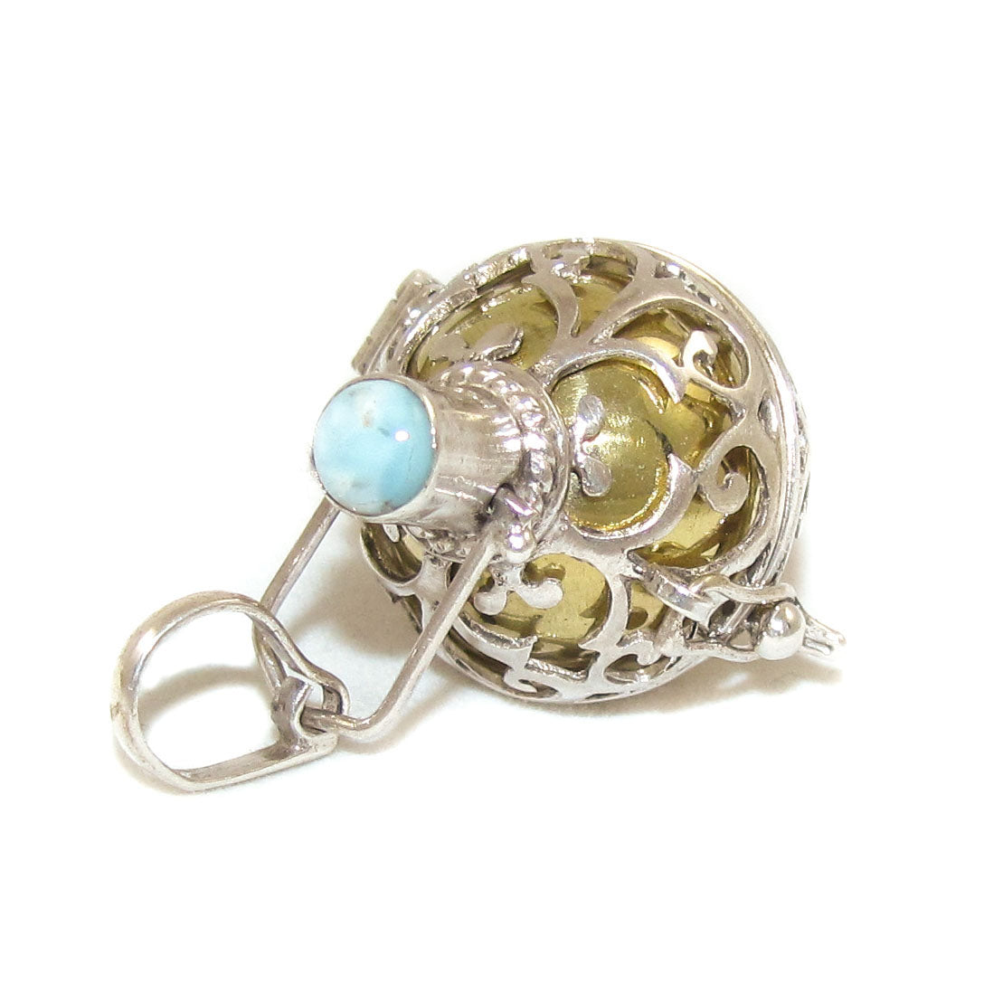 Engelsrufer Klangkugel Sterling Silver Pendant with Turquoise Gemstone
