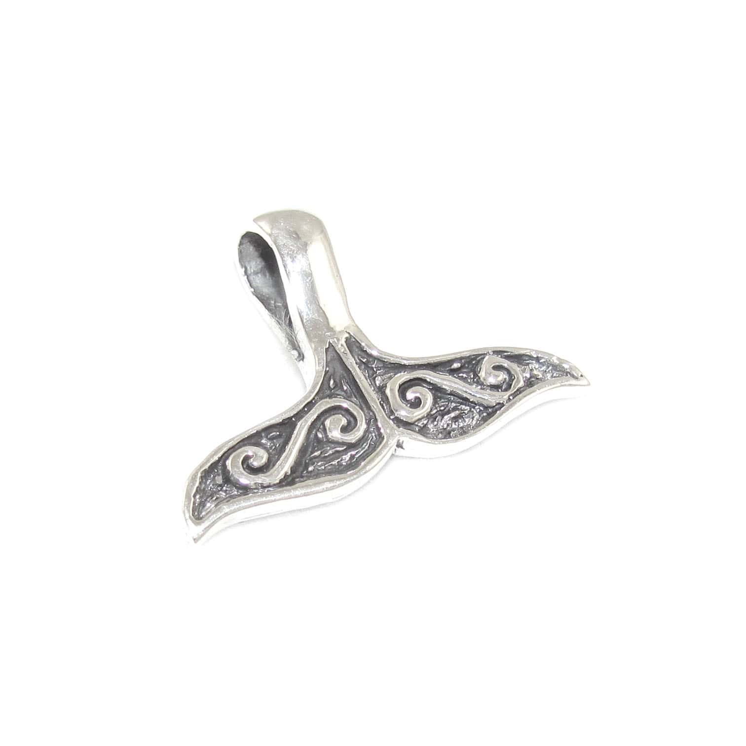 Whale fin sterling silver pendant, power animal whale, unisex talisman