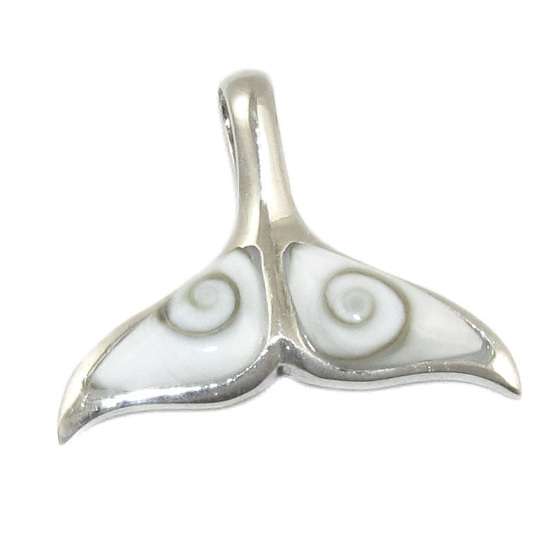 Walflosse Shiva Auge Muschel Sterlingsilber Anhänger, Krafttier Wal
