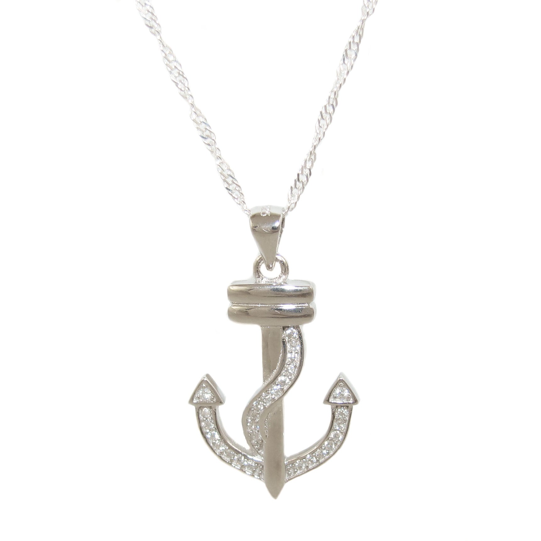 Anker Kette mit Swarovski Kristallen, esoterischer Schmuck