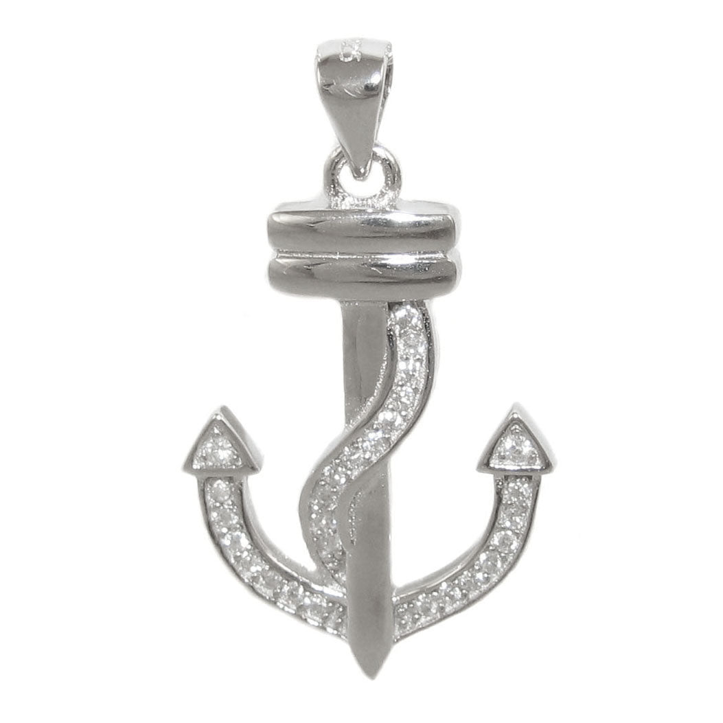 Anchor pendant sterling silver with Swarovski crystals - for stability and durability