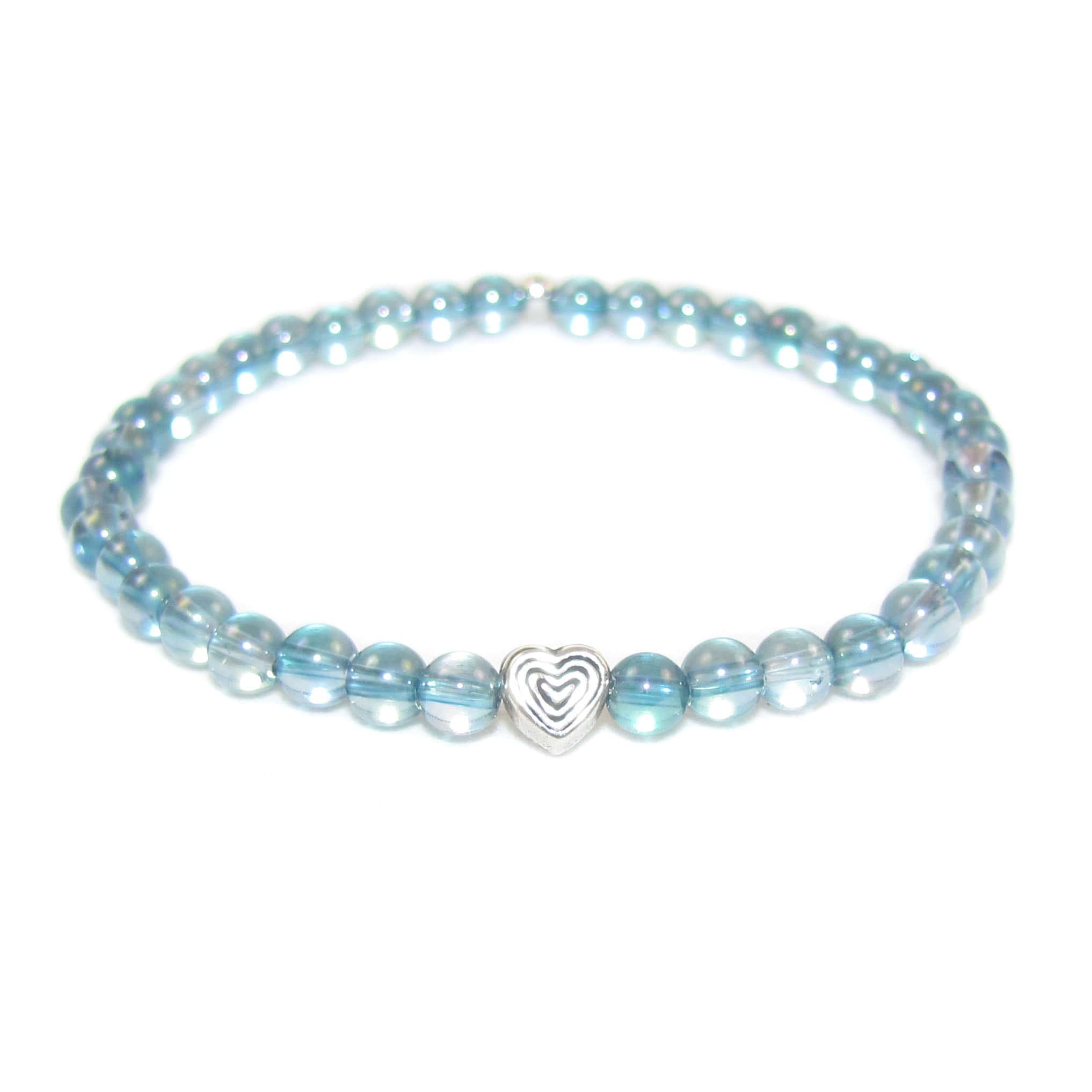 Aqua Aura Edelstein Karma Herz Armband, Heilsteine zur Aura Stärkung, in Liebe
