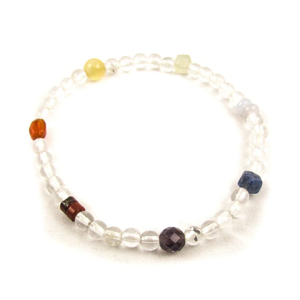 Chakra Edelstein Bergkristall Heilstein Karma Armband, Harmonie, Größe S/M