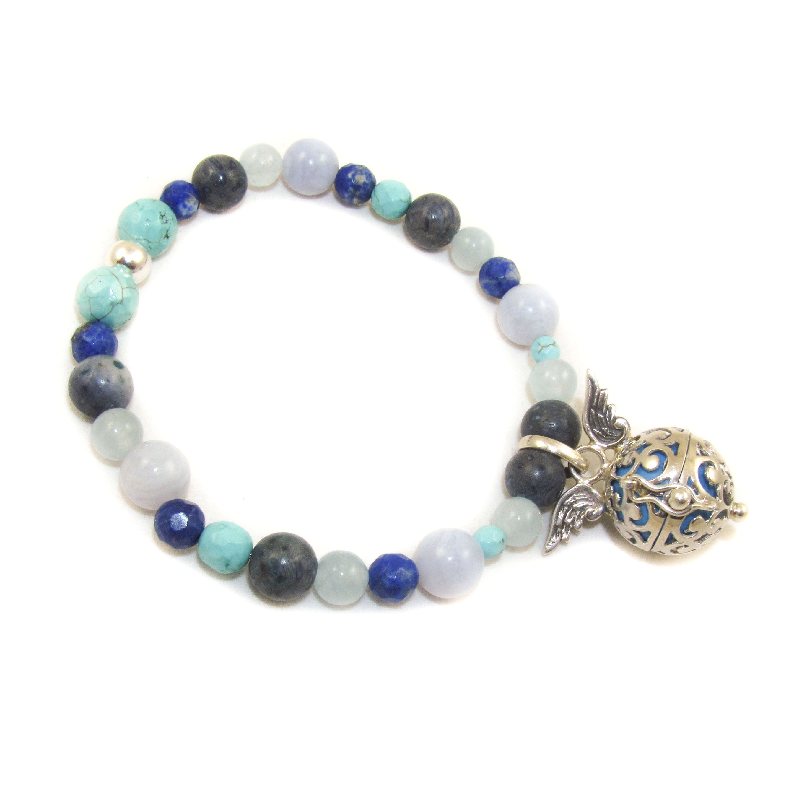 Engelsrufer Flügel Sterlingsilber Edelstein Armband - Freiheit, Klarheit, Intuition