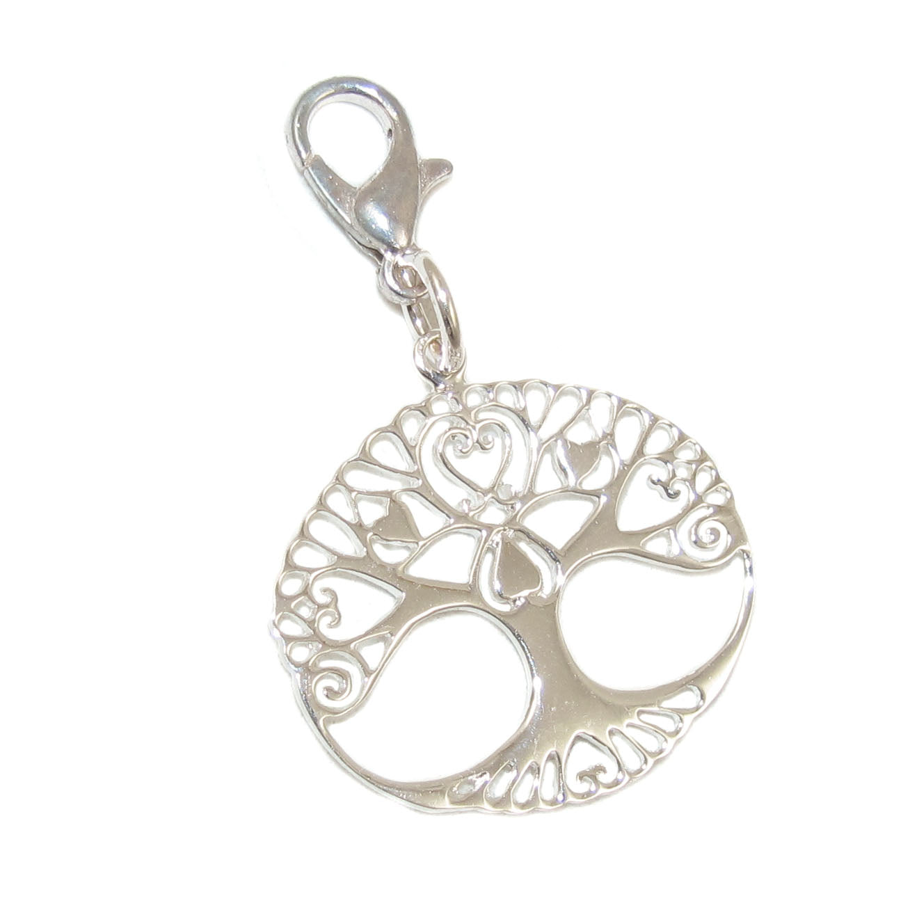 Lebensbaum Charm Sterlingsilber Anhänger mit Karabiner für Damen