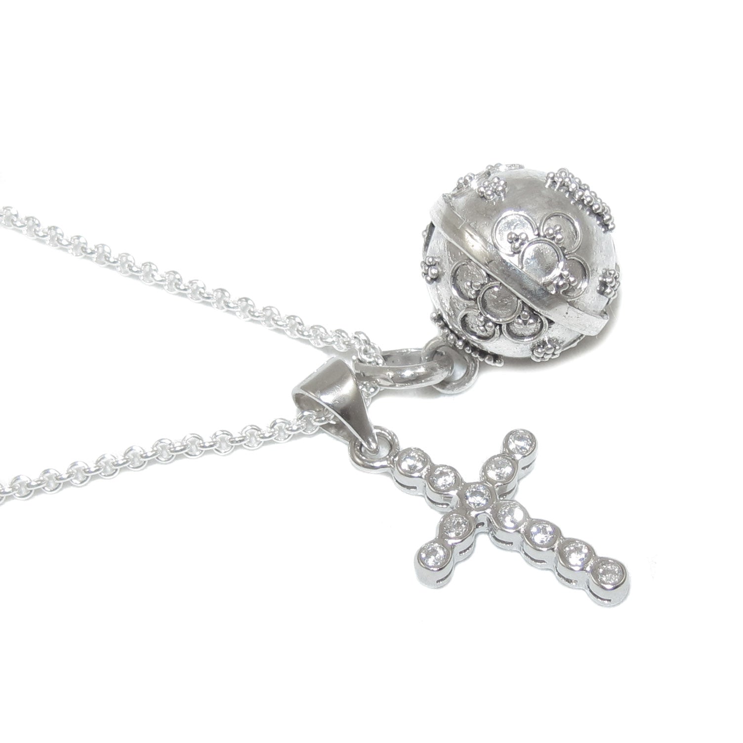 Engelsrufer mit Strass Kreuz Schmuckset für Damen und Mädchen