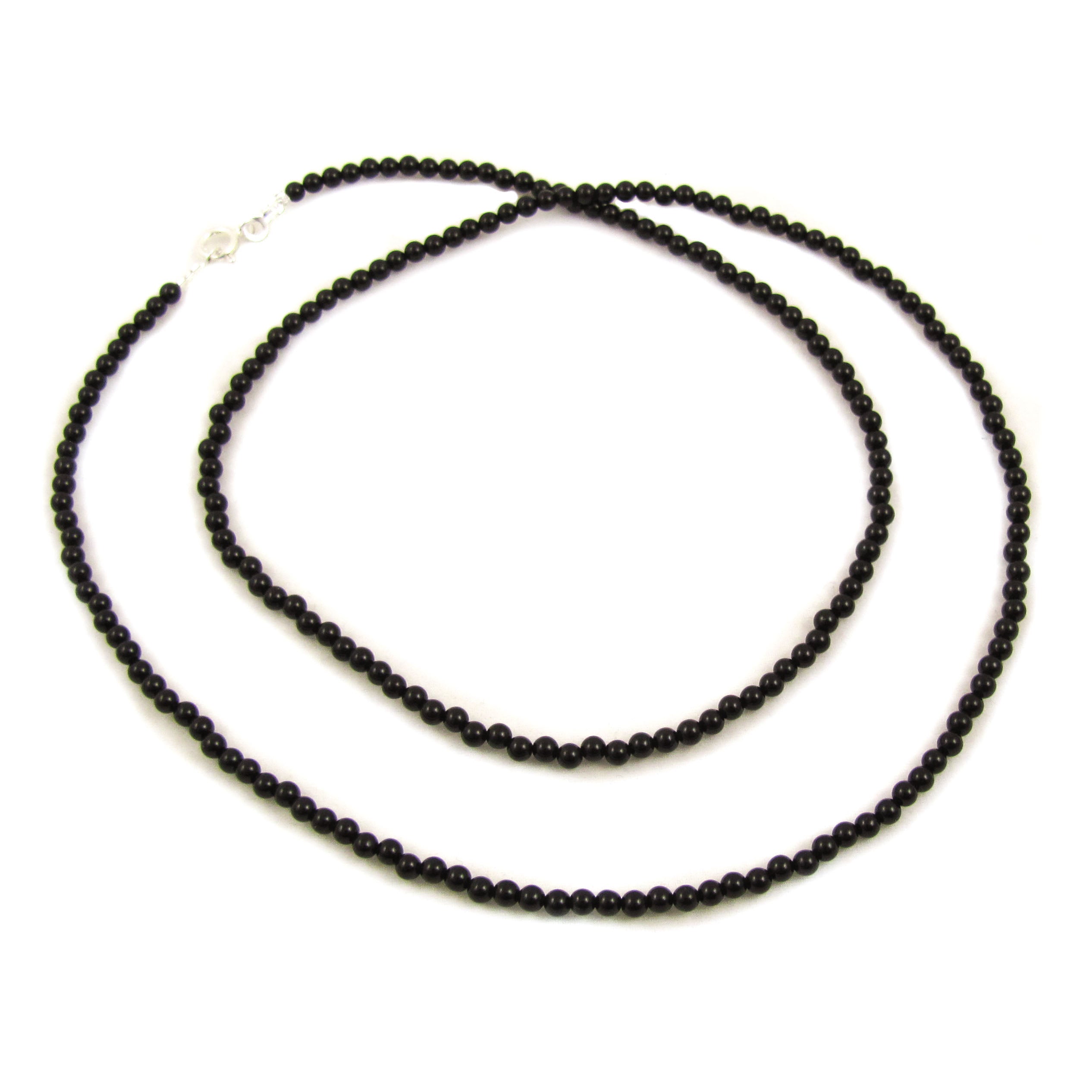 Onyx Edelstein Kette mit edlen 3 mm Kugeln, 60 cm - Schutz