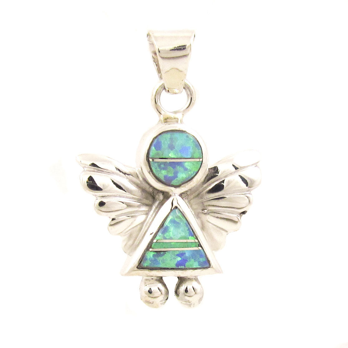 edler Schutzengel Anhänger, Engel mit blauem Opal in Silber für Damen