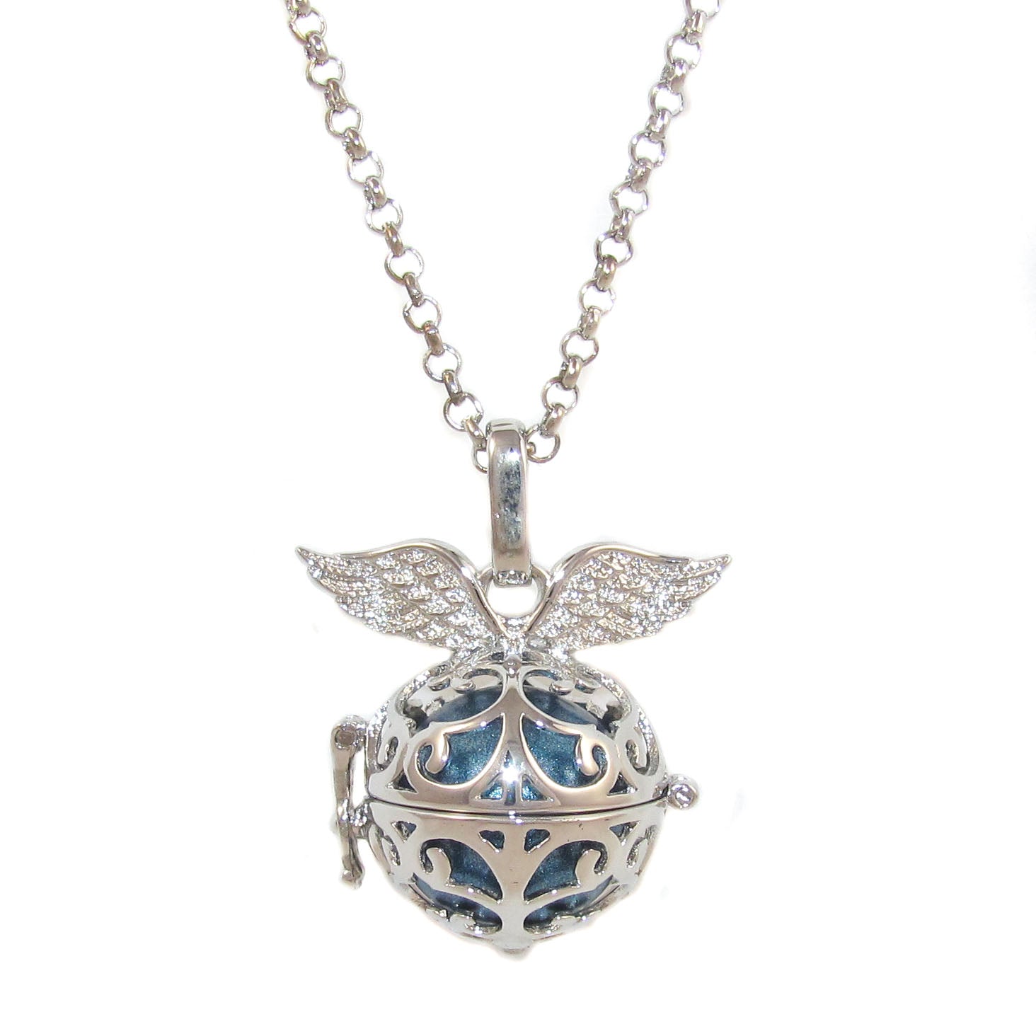 Engelsrufer Erzengel Michael Flügel Fashion Edelstahl Kette Blau 70 cm - Licht und Liebe