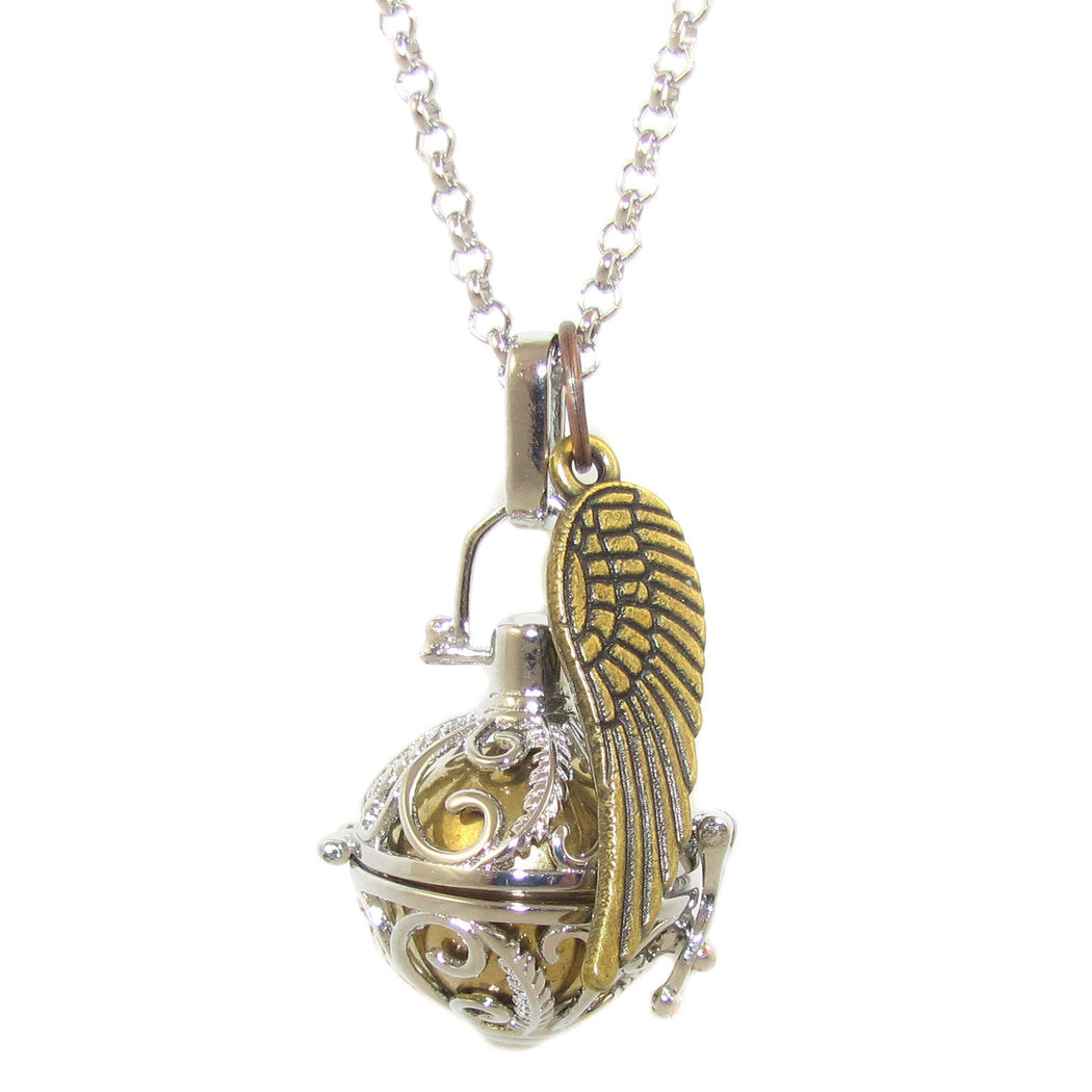 Engelsrufer mit Flügel Fashion Edelstahl Kette Gold 70 cm - Mut, Hoffnung