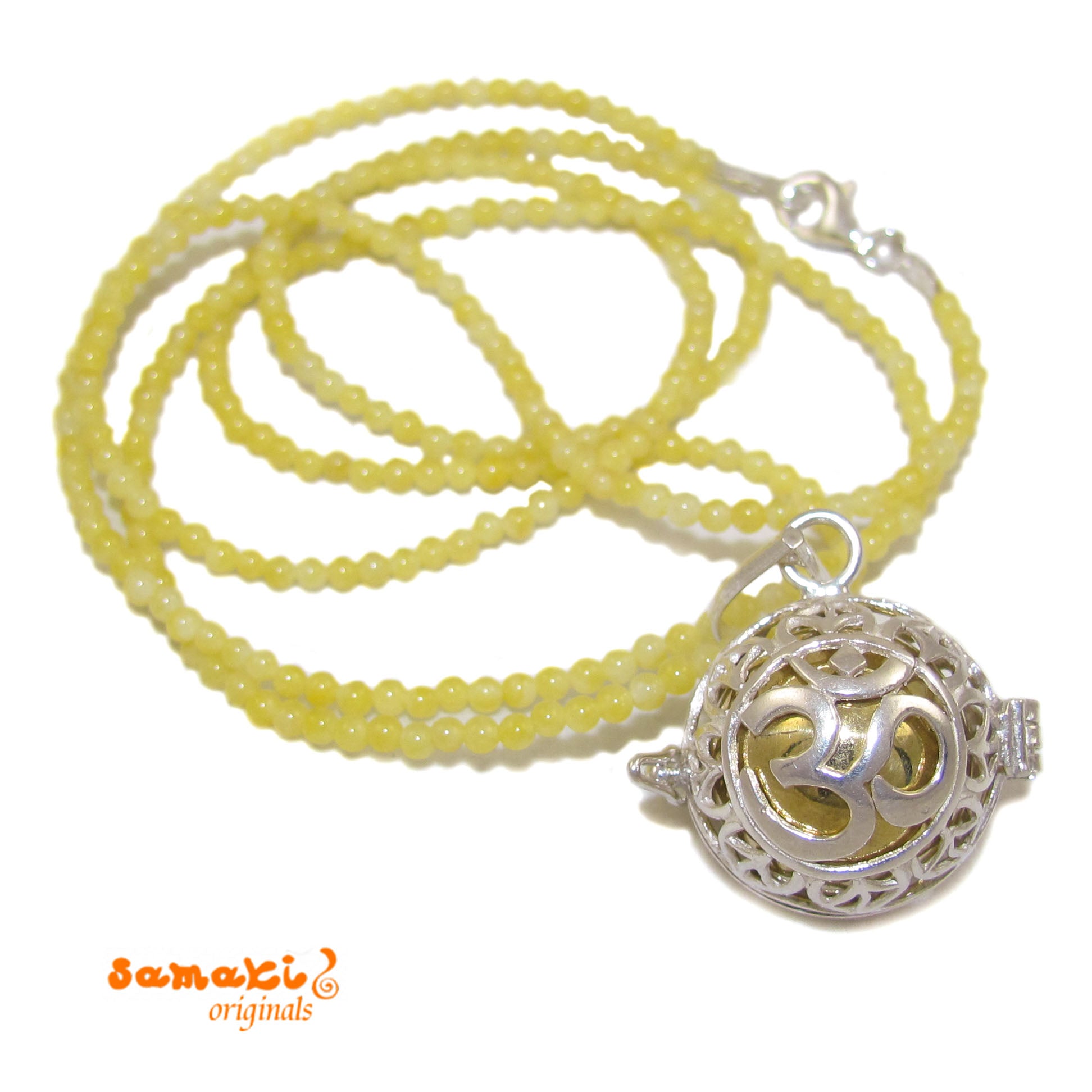 Engelsrufer OM Sterlingsilber Jade Edelstein Kette, Solarplexus Chakra