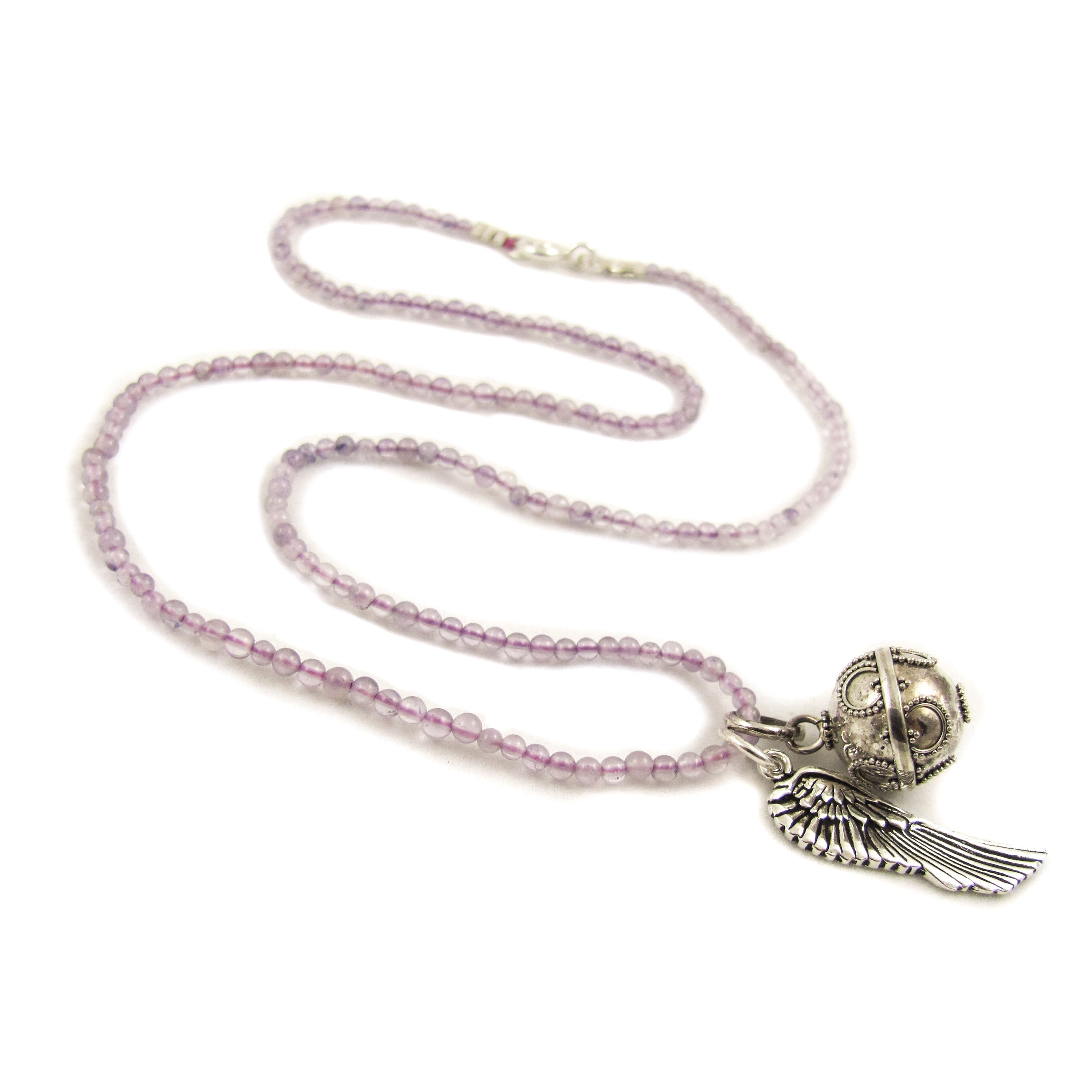 Engelsrufer Flügel Klangkugel Amethyst Edesltein Kette, 40 cm - Harmonie