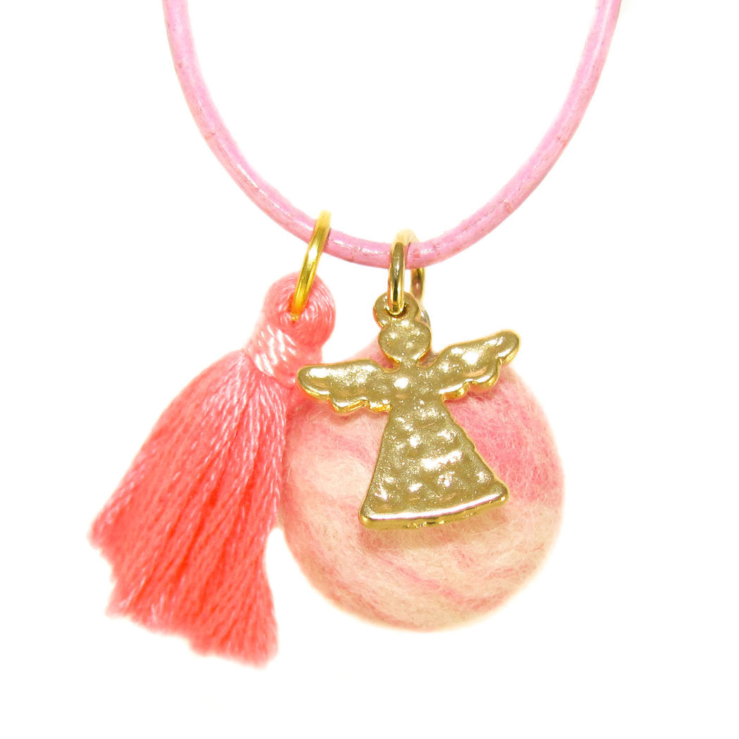 Engelsrufer Schutzengel Filz Kinder Kette rosa - samaki originals
