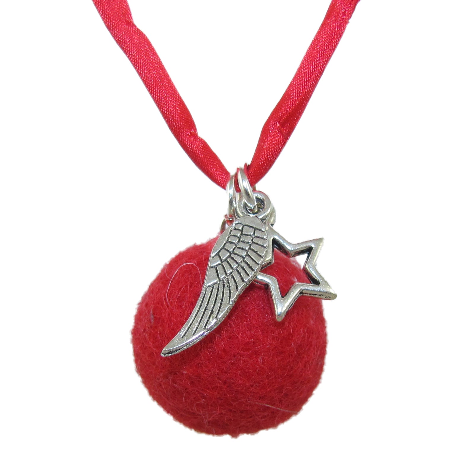 Engelsrufer Filz, Flügel und Stern Kette rot, Kraft und Mut sweet dreams - samaki originals
