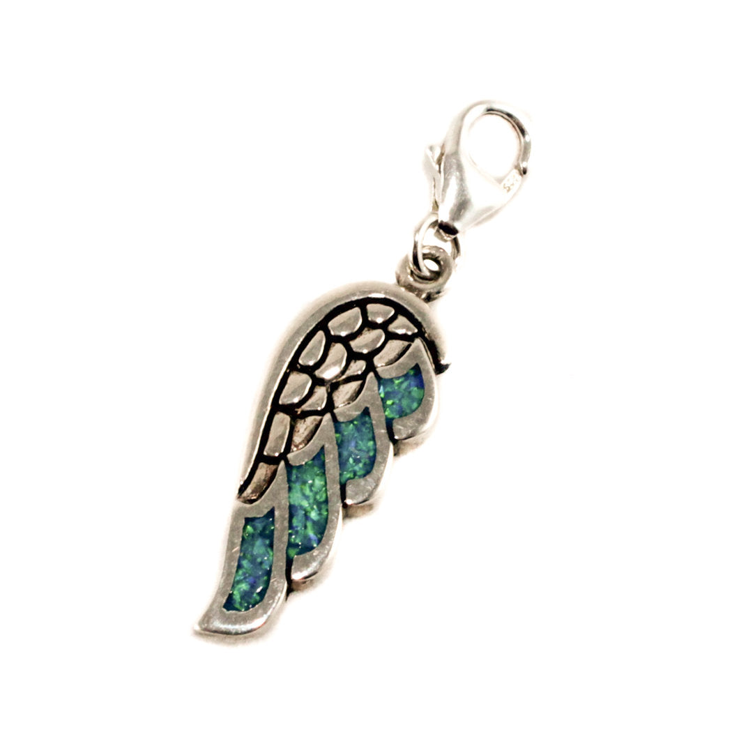 Engelsflügel Charm Opal Sterlingsilber mit Karabiner - Lebensfreude