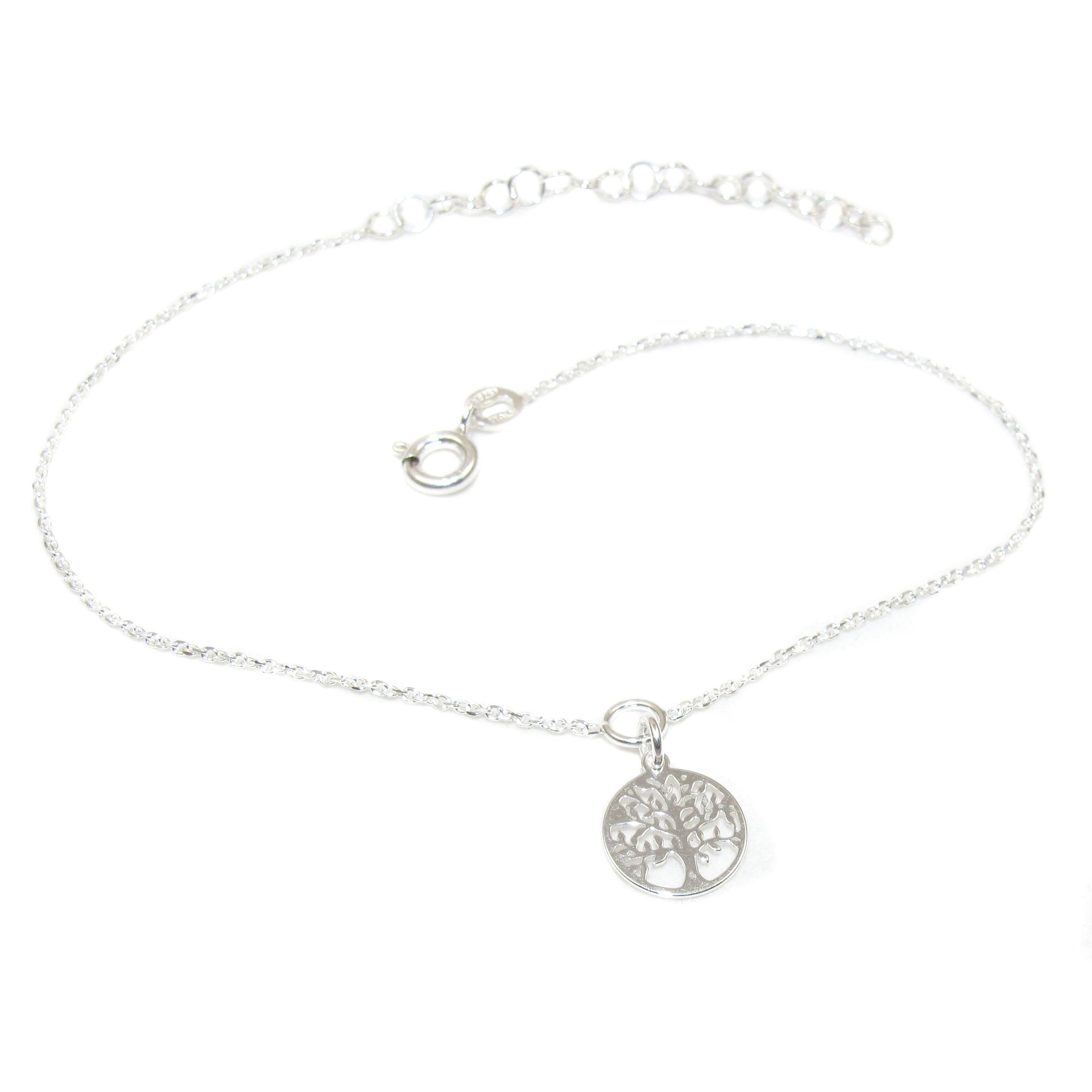 Lebensbaum Talisman Glücksbringer Fusskettchen Sterlingsilber - Standhaftigkeit