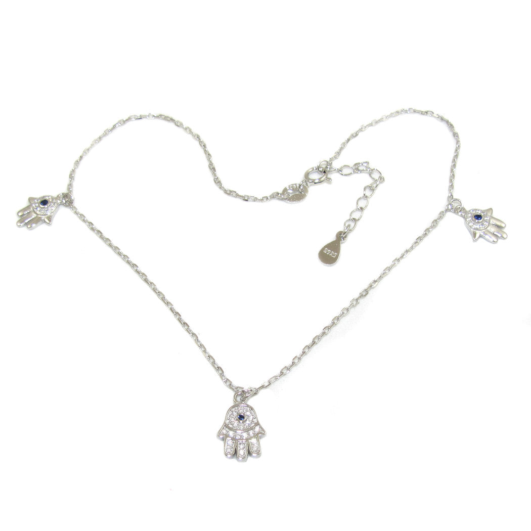 Fusskettchen schützende heilende Hand Fatimas Sterlingsilber