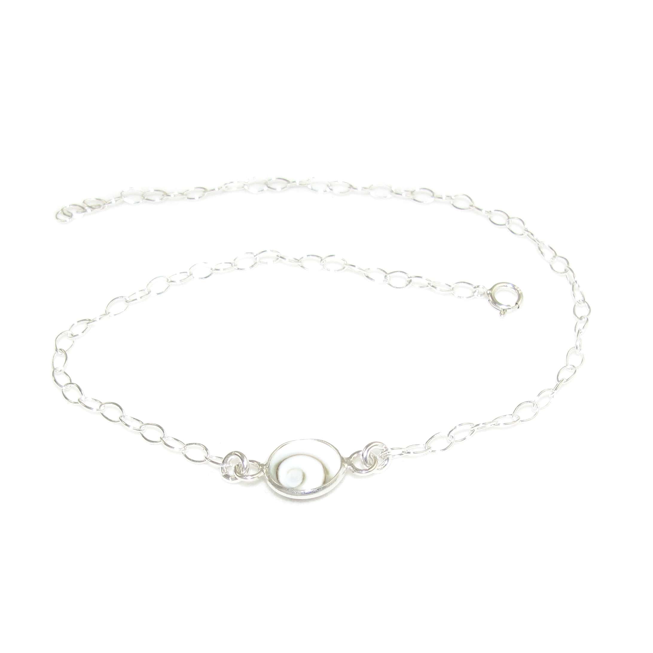 Shiva Auge Mallorca Santa Lucia Schutzstein Muschel Sterlingsilber Fusskettchen Sterlingsilber - im Schutz