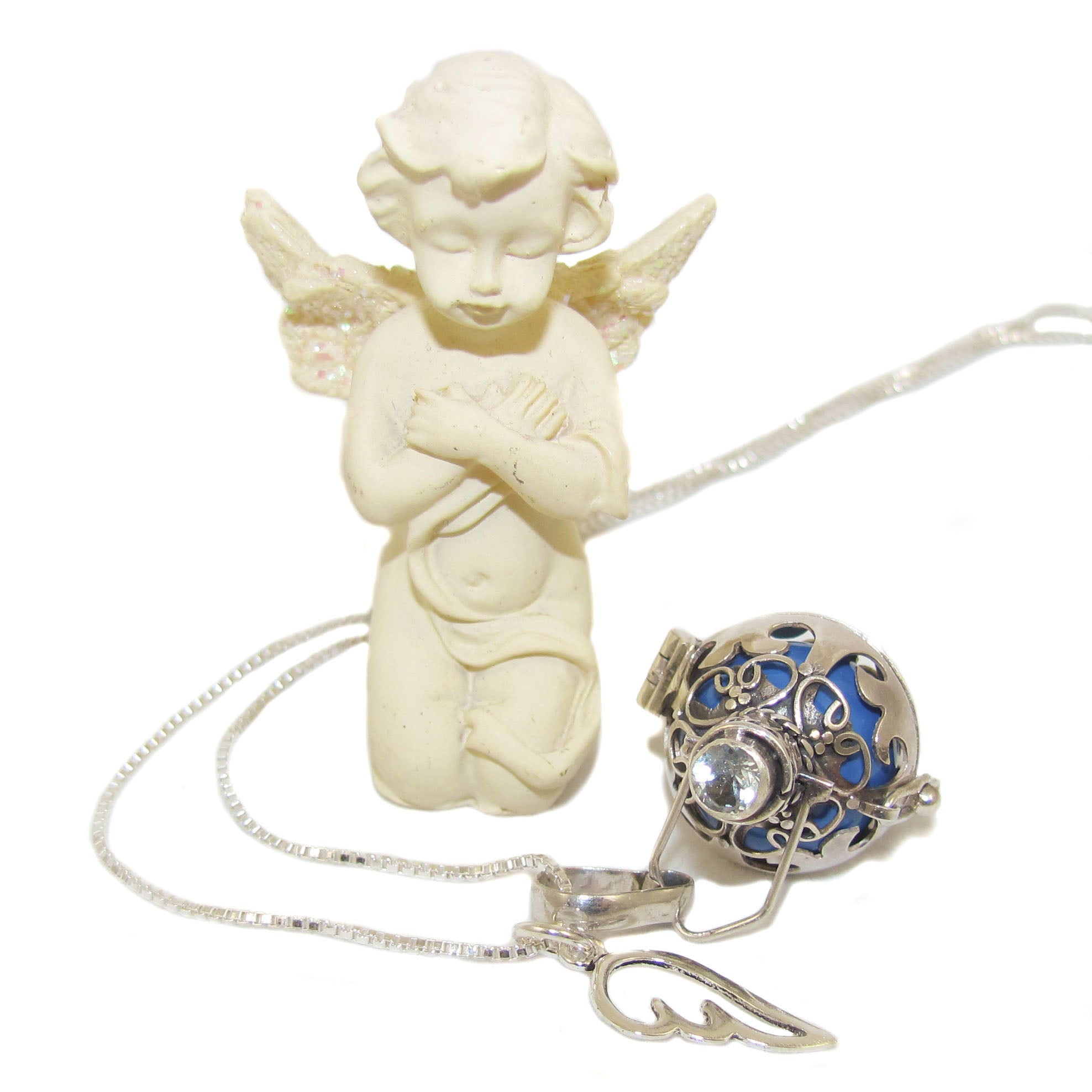 Edelstein Engelsrufer Flügel Set mit Schutzengel - samaki originals