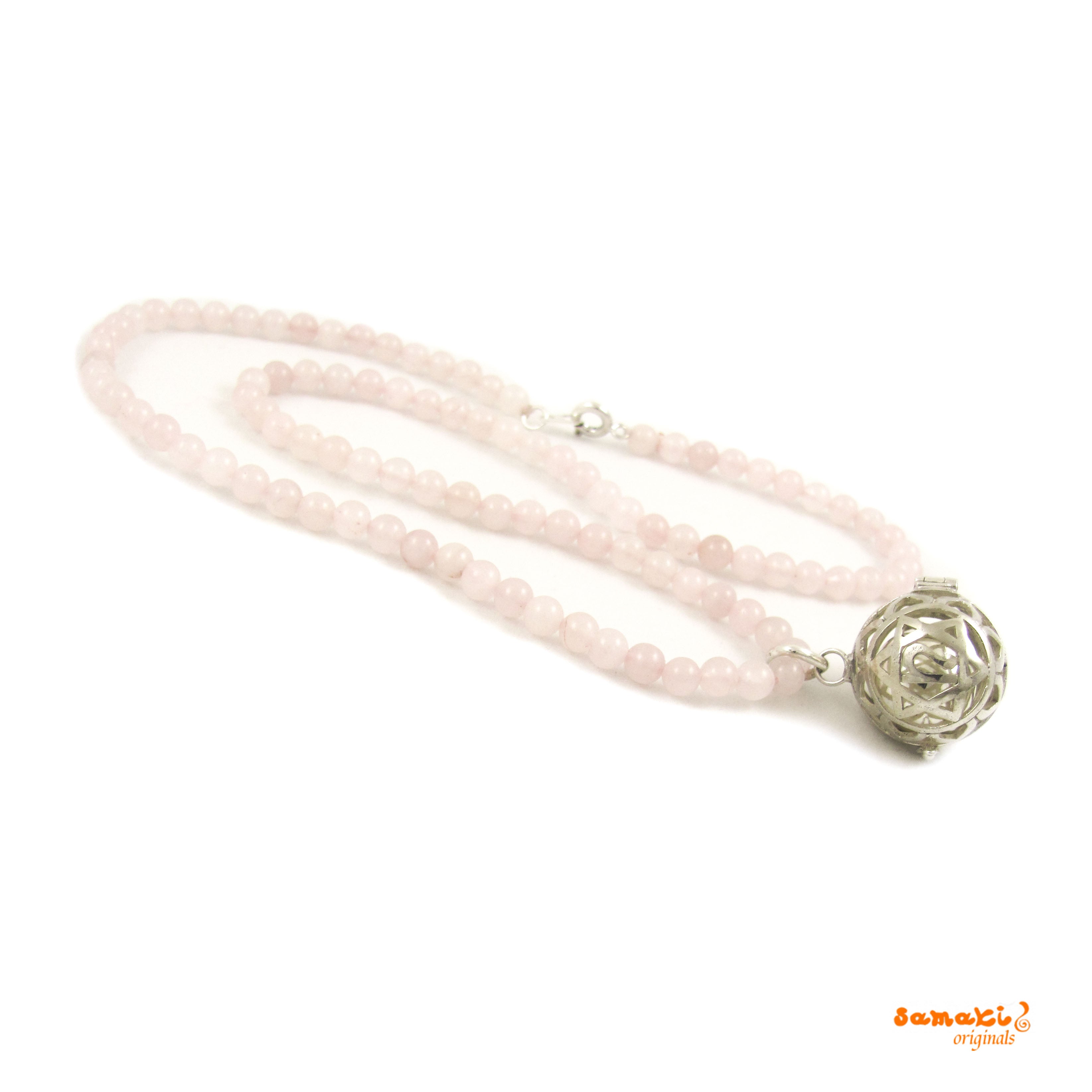 Herz Engelsrufer Edelstein Kette mit Rosenquarz, wellness Schmuck
