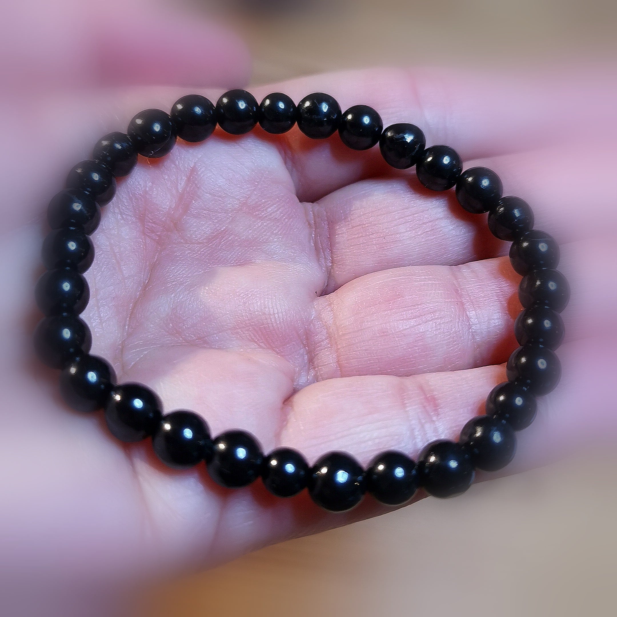 Edel Schungit Edelstein Heilstein Aura Schutz Armband, Chakra Energie Schmuck, "anti Stress"