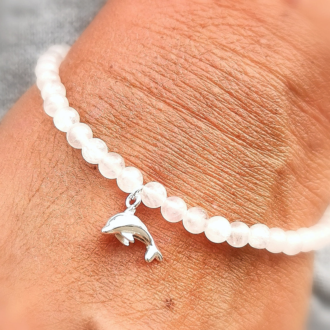 Delfin Rosenquarz karma edelstein heilstein armband schmuck mallorca can picafort yoga reiki samaki