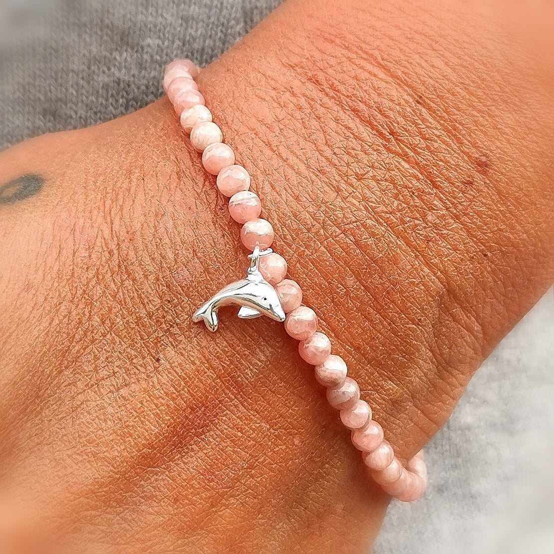 Rhodochrosit Delfin Karma Yoga Reiki Armband samaki Mallorca