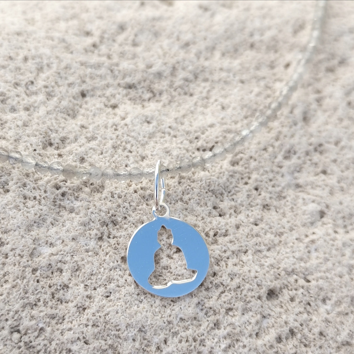 Buddha Amulett Labradorit Edelstein Karma Kette, neue Energie